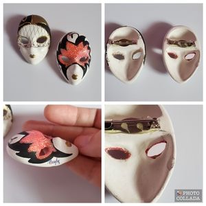 2 Vintage Ceramic Masquerade Mask.